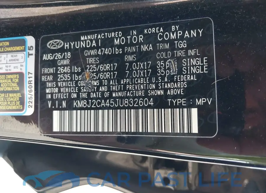 KM8J2CA45JU832604# 9