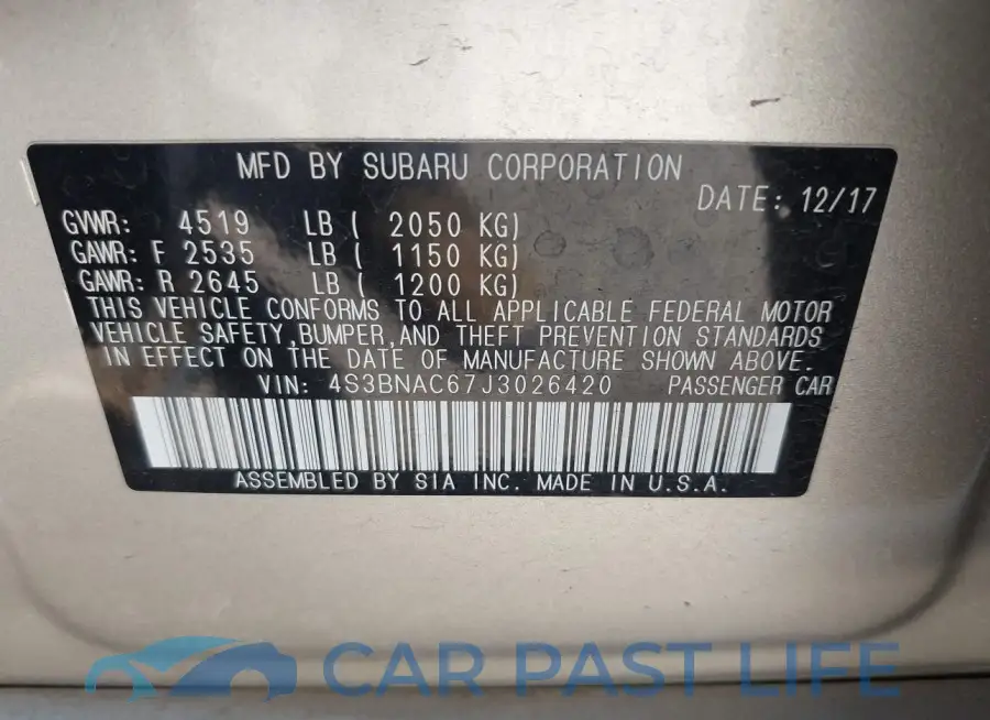 4S3BNAC67J3026420# 9