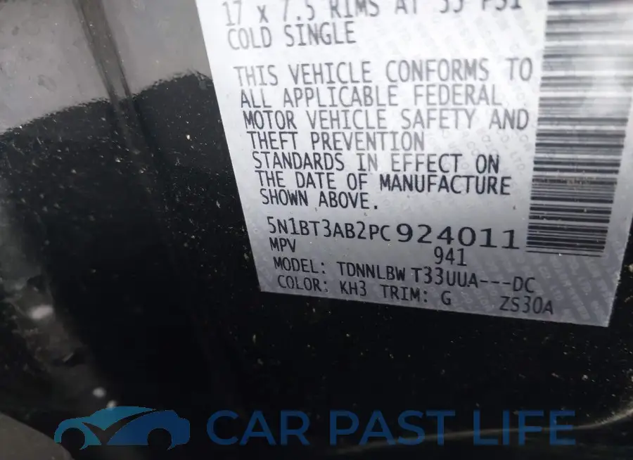 5N1BT3AB2PC924011# 9