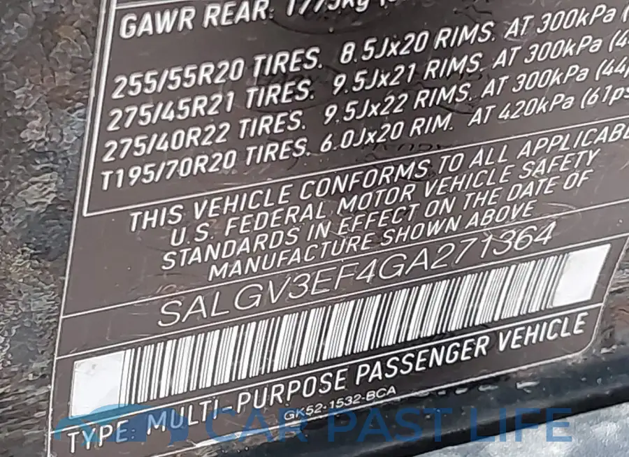 SALGV3EF4GA271364# 9