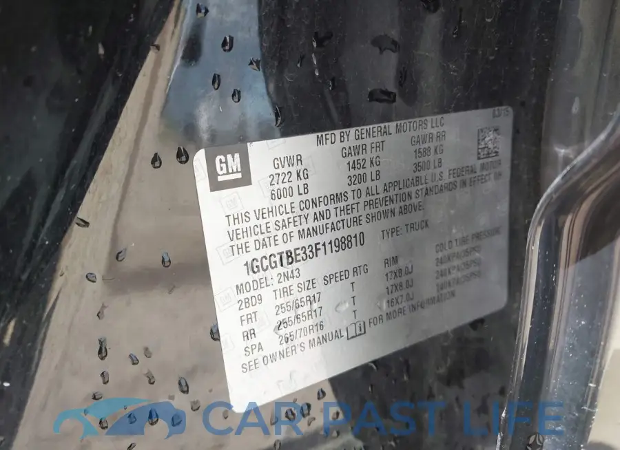 1GCGTBE33F1198810# 9