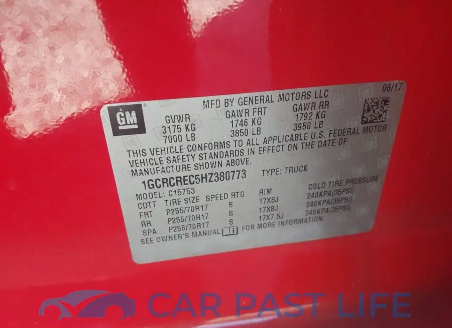 1GCRCREC5HZ380773# 9