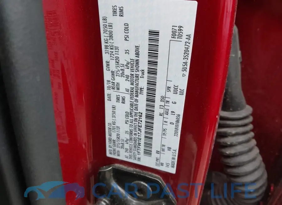 1FTFW1E17JFE72162# 9