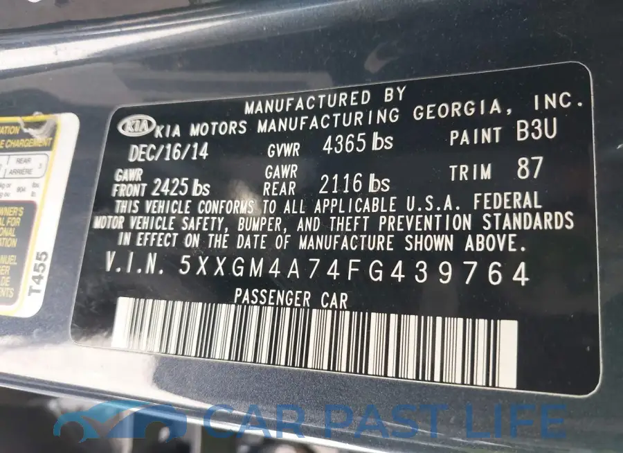 5XXGM4A74FG439764# 9