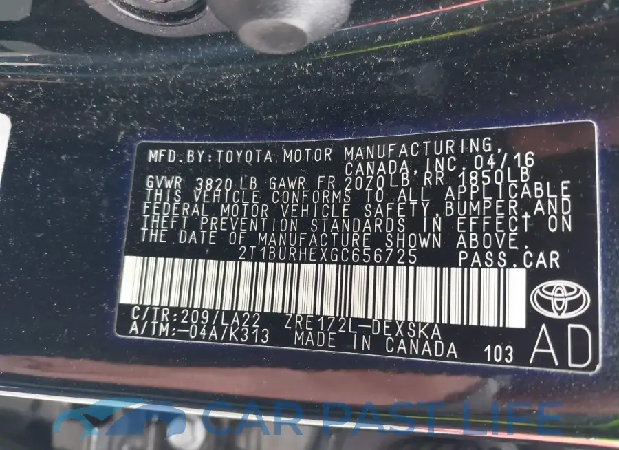 2T1BURHEXGC656725# 9