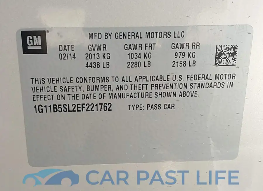1G11B5SL2EF221762# 9