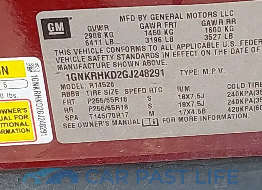 1GNKRHKD2GJ248291# 9