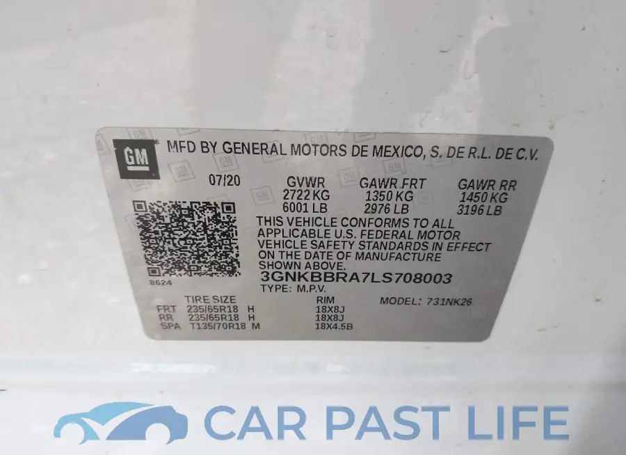 3GNKBBRA7LS708003# 9
