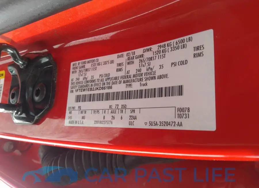 1FTEW1EB2JKD86186# 9