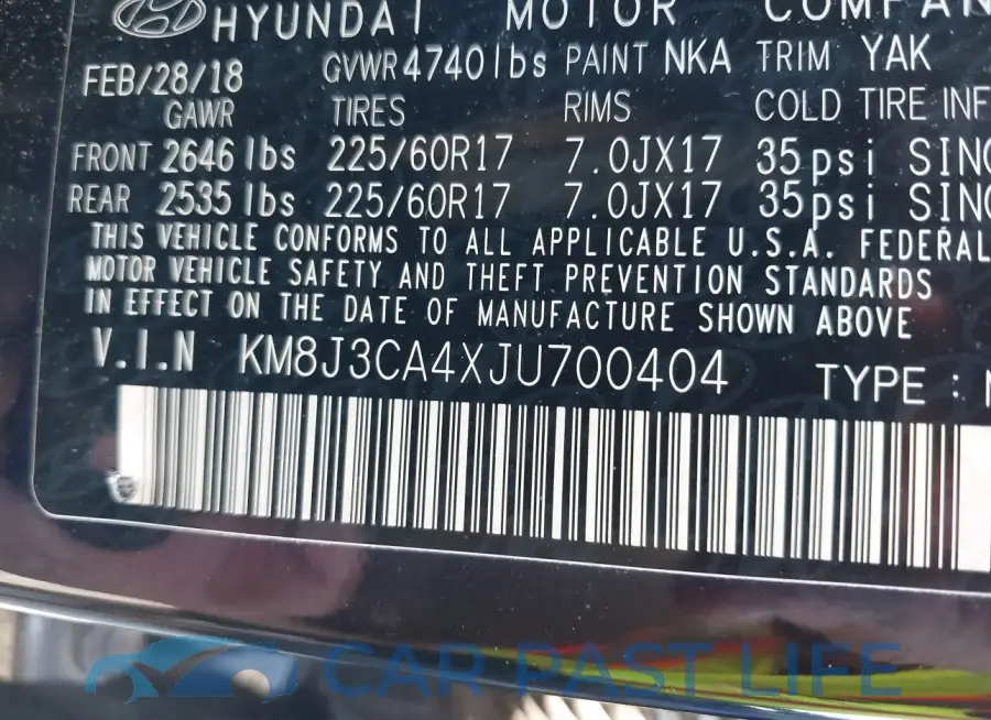 KM8J3CA4XJU700404# 9
