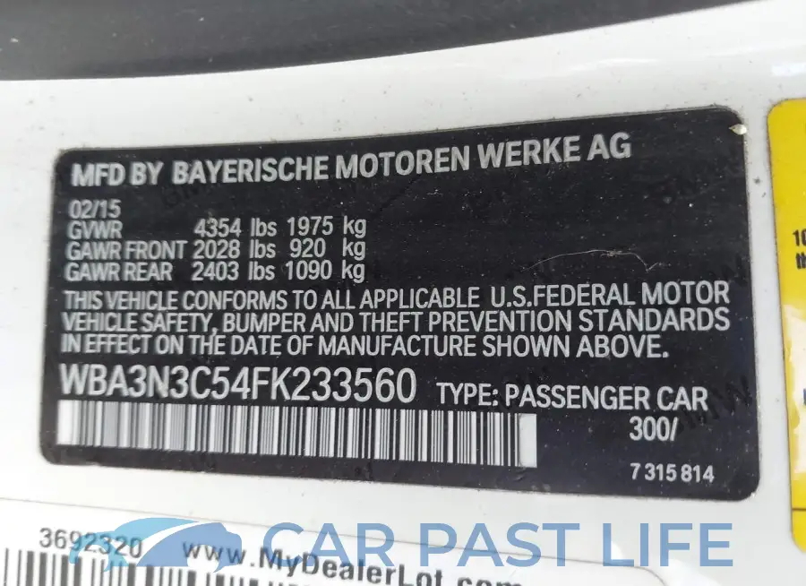 WBA3N3C54FK233560# 9