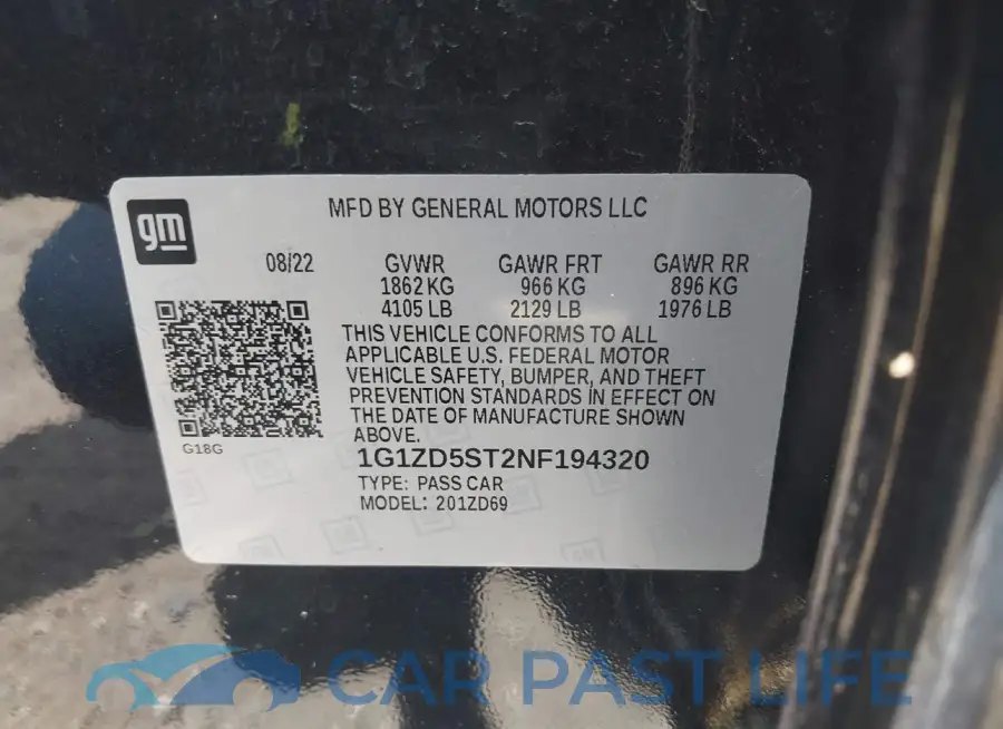 1G1ZD5ST2NF194320# 9