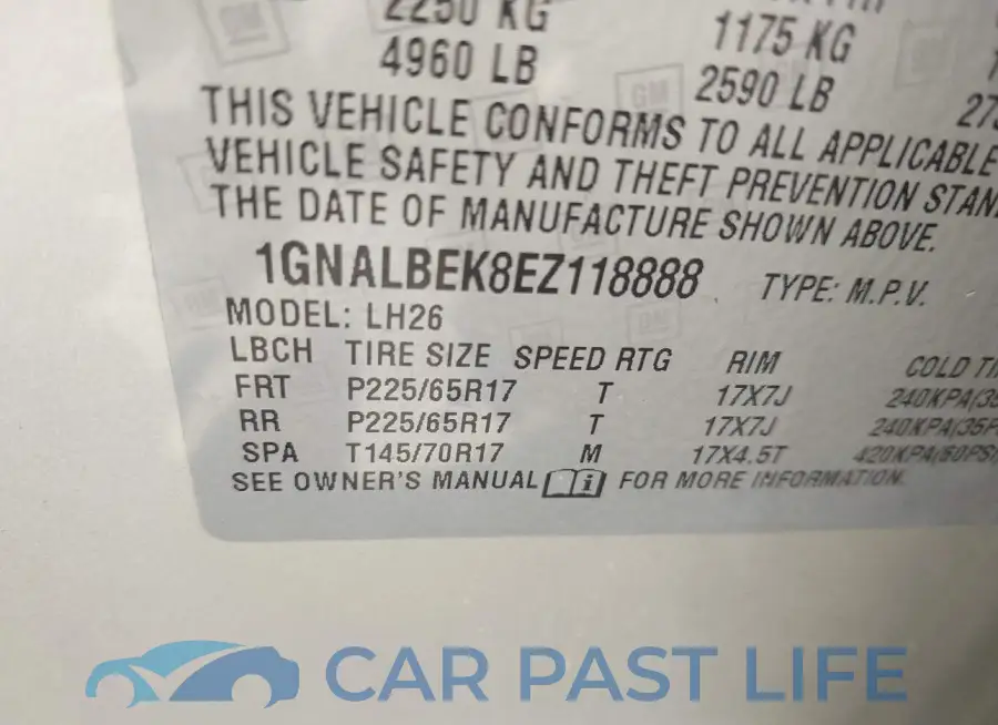 1GNALBEK8EZ118888# 9