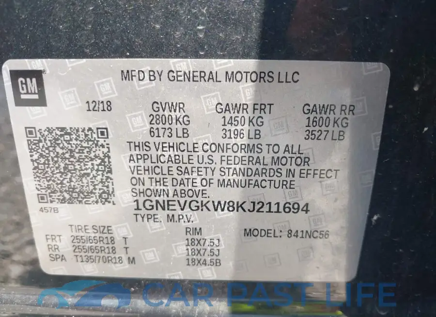 1GNEVGKW8KJ211694# 9