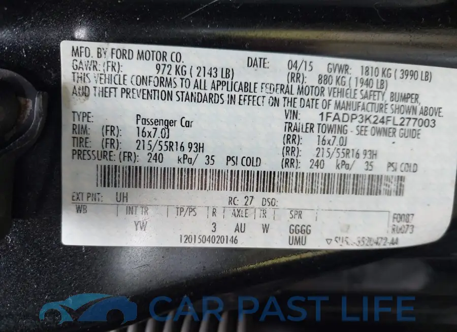 1FADP3K24FL277003# 9