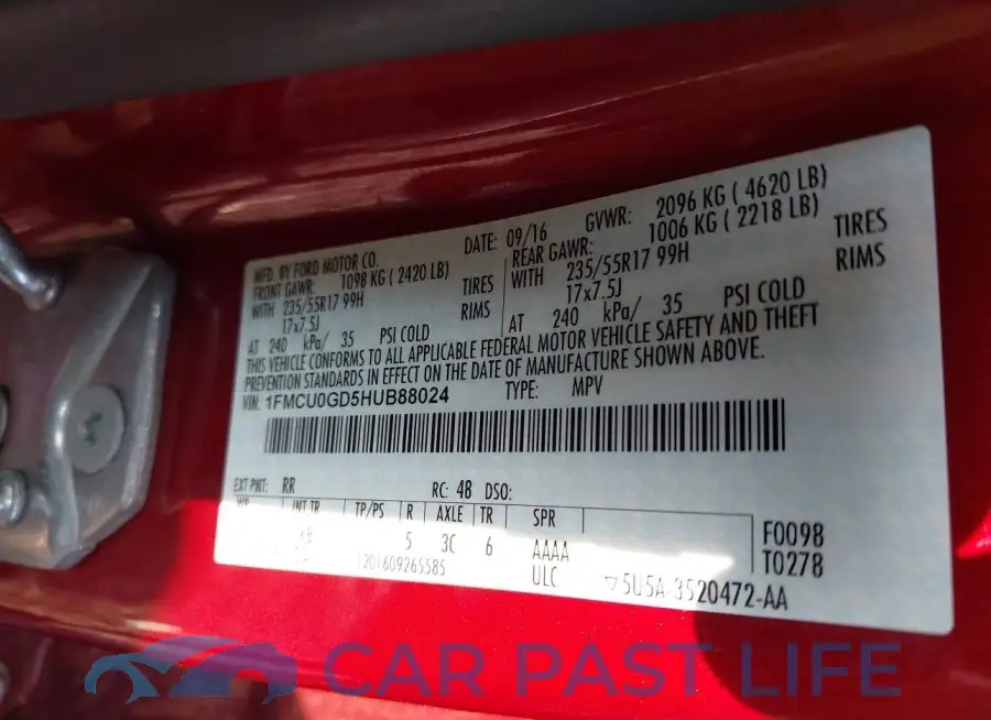1FMCU0GD5HUB88024# 9