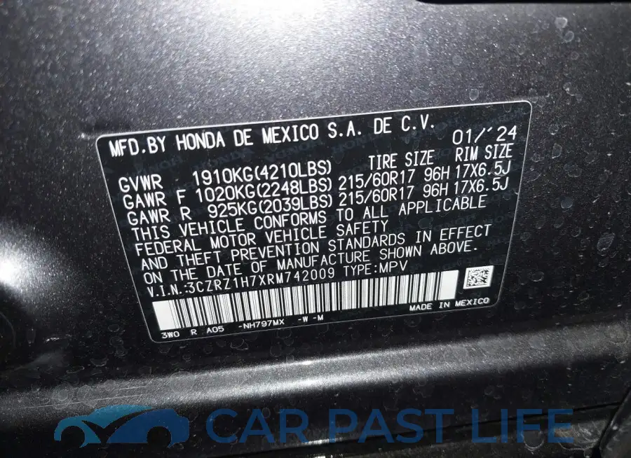 3CZRZ1H7XRM742009# 9