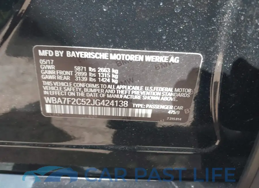 WBA7F2C52JG424138# 9
