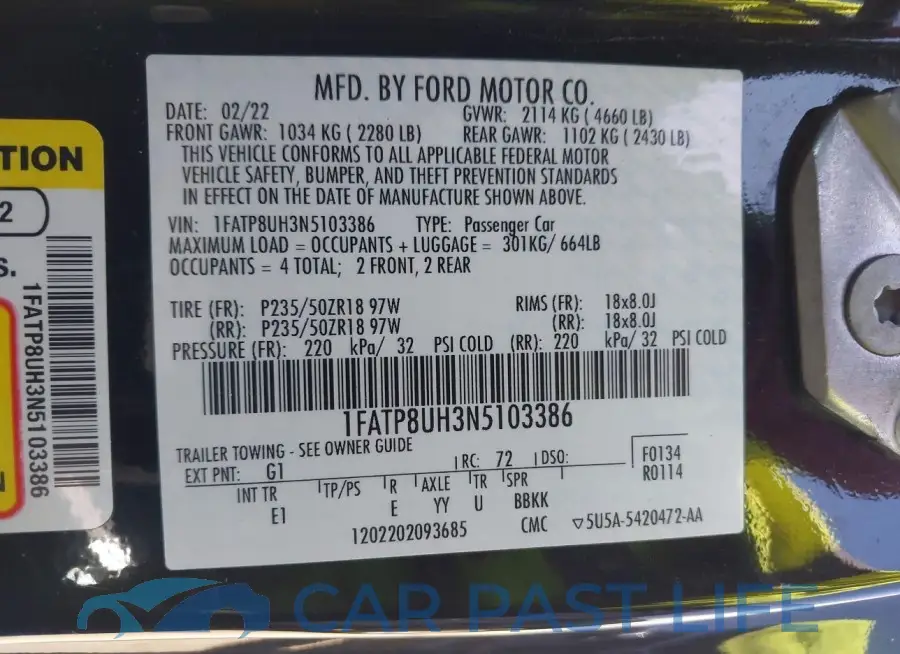 1FATP8UH3N5103386# 9