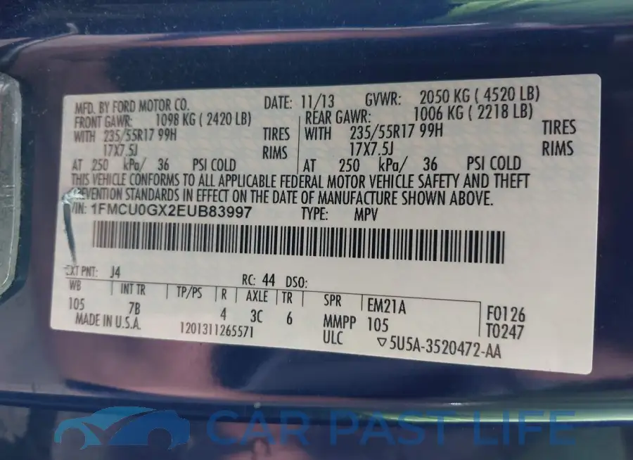 1FMCU0GX2EUB83997# 9