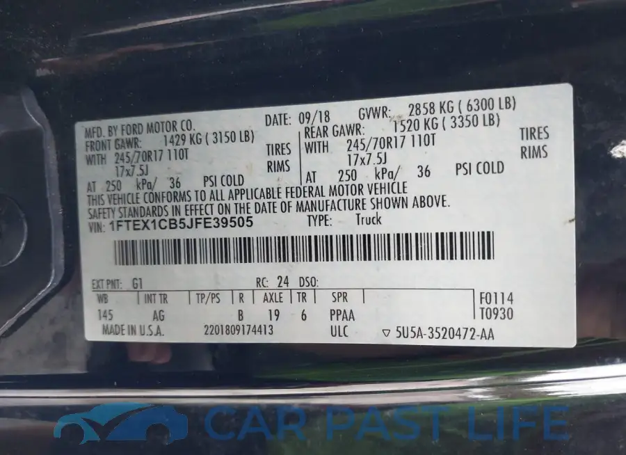 1FTEX1CB5JFE39505# 9