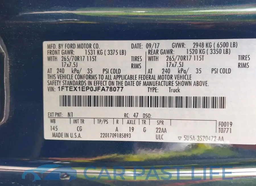 1FTEX1EP0JFA78077# 9