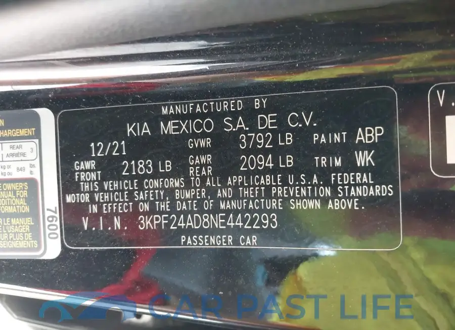 3KPF24AD8NE442293# 9