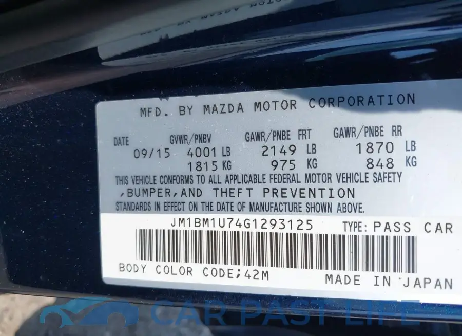 JM1BM1U74G1293125# 9
