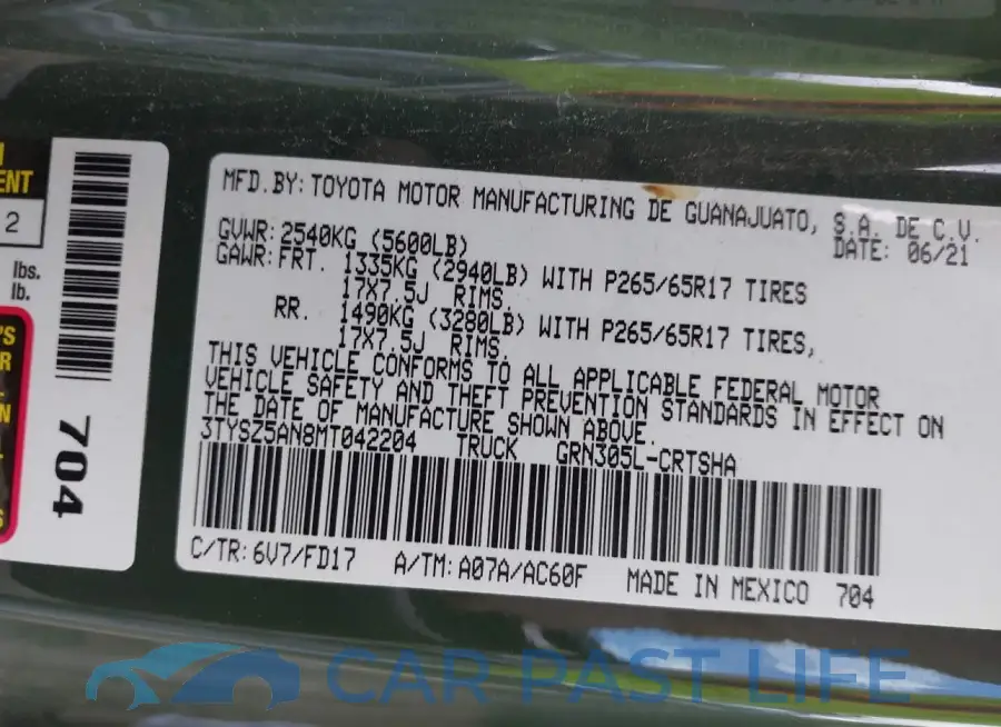 3TYSZ5AN8MT042204# 9