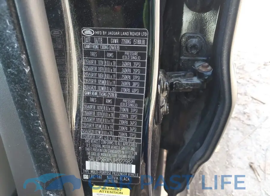SALVP2RX5JH322982# 9