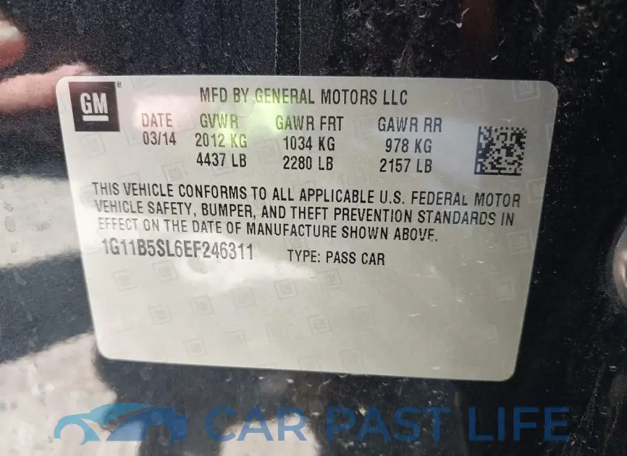 1G11B5SL6EF246311# 9