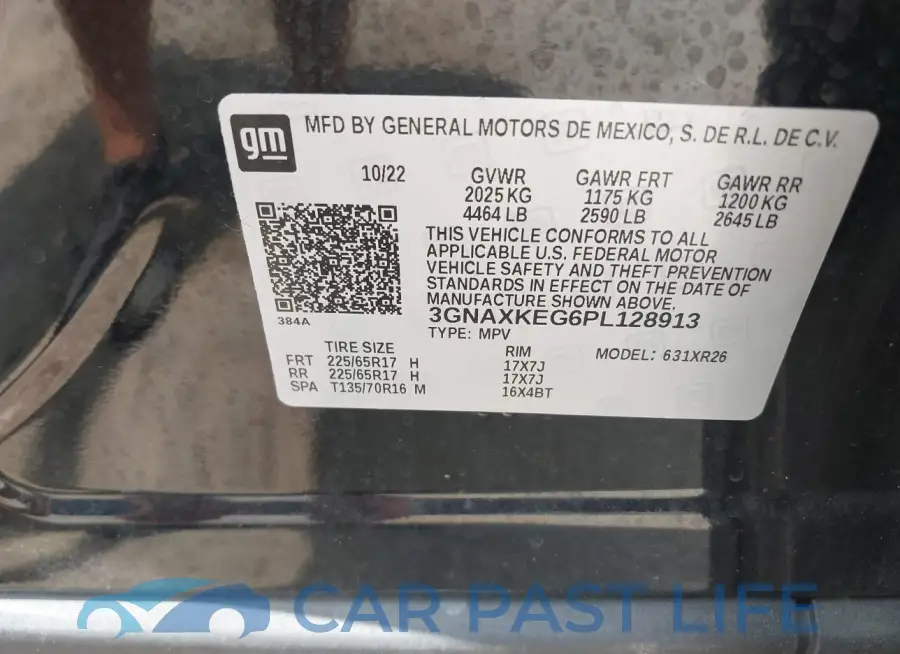 3GNAXKEG6PL128913# 9