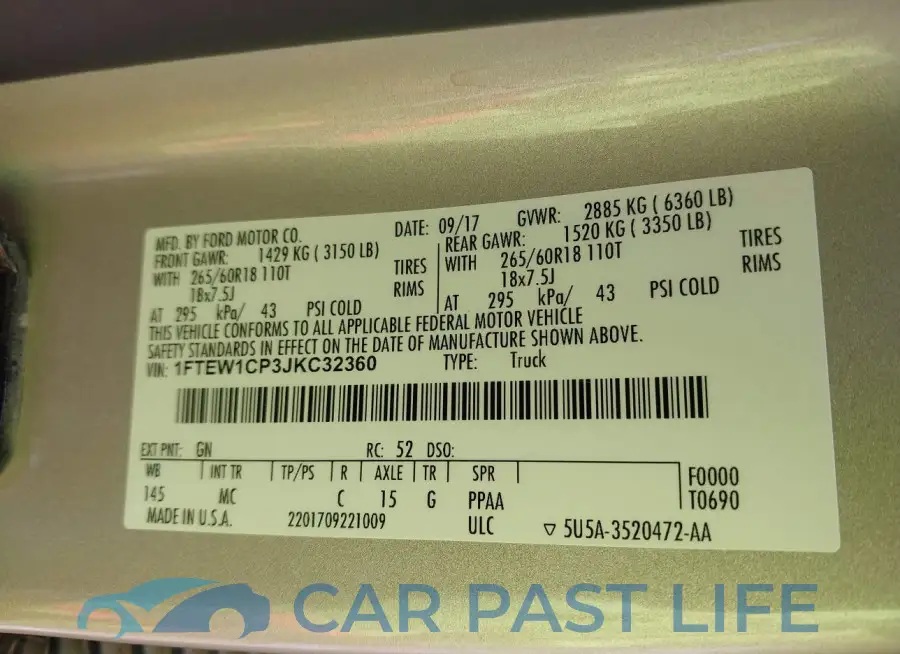 1FTEW1CP3JKC32360# 9