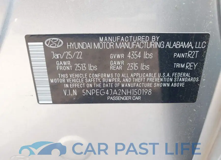 5NPEG4JA2NH150198# 9
