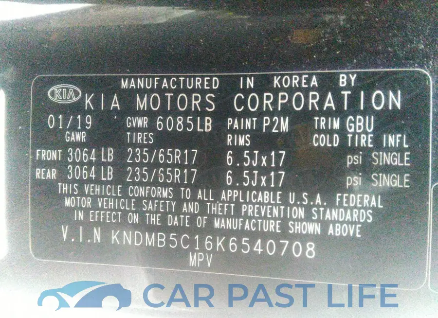 KNDMB5C16K6540708# 9