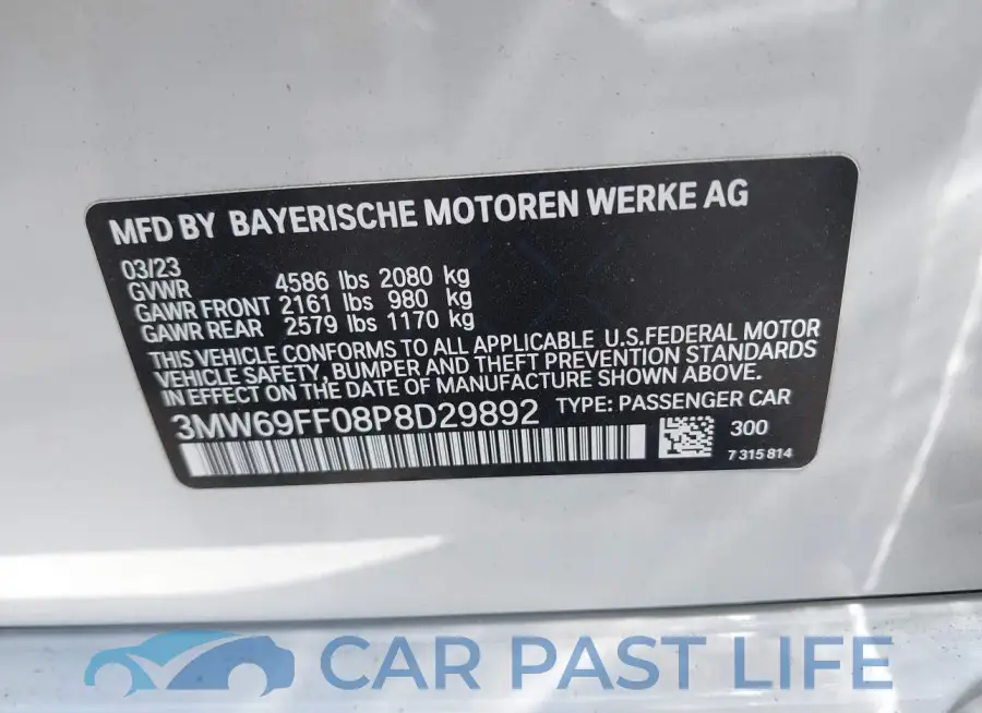 3MW69FF08P8D29892# 9