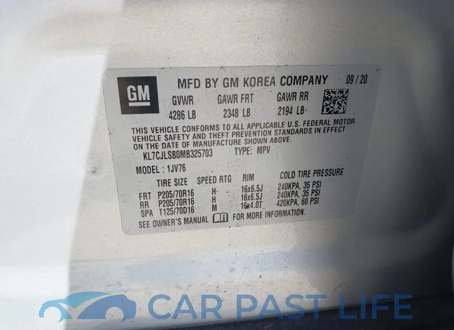 KL7CJLSB0MB325703# 9