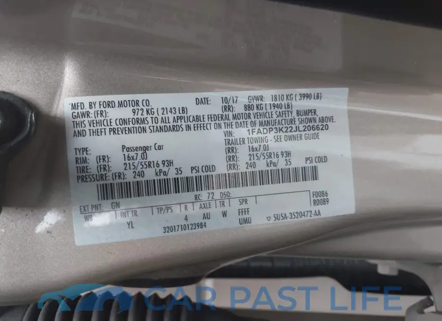 1FADP3K22JL206620# 9