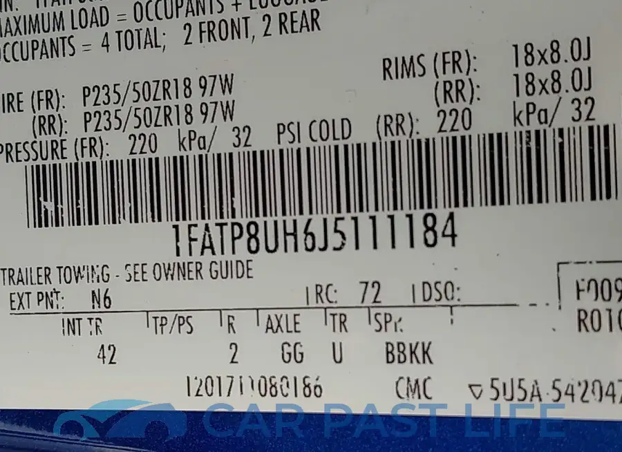 1FATP8UH6J5111184# 9