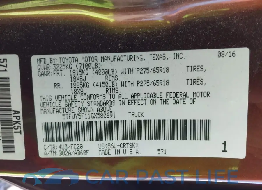 5TFUY5F11GX580691# 9