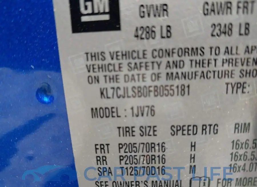 KL7CJLSB0FB055181# 9