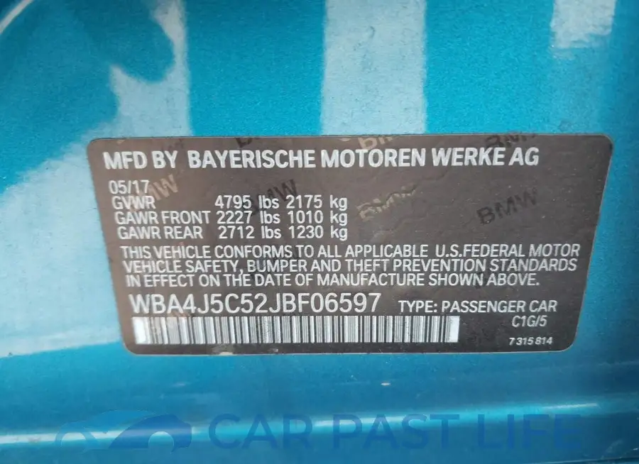 WBA4J5C52JBF06597# 9