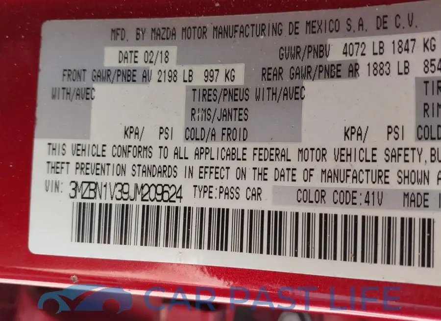 3MZBN1V39JM209624# 9