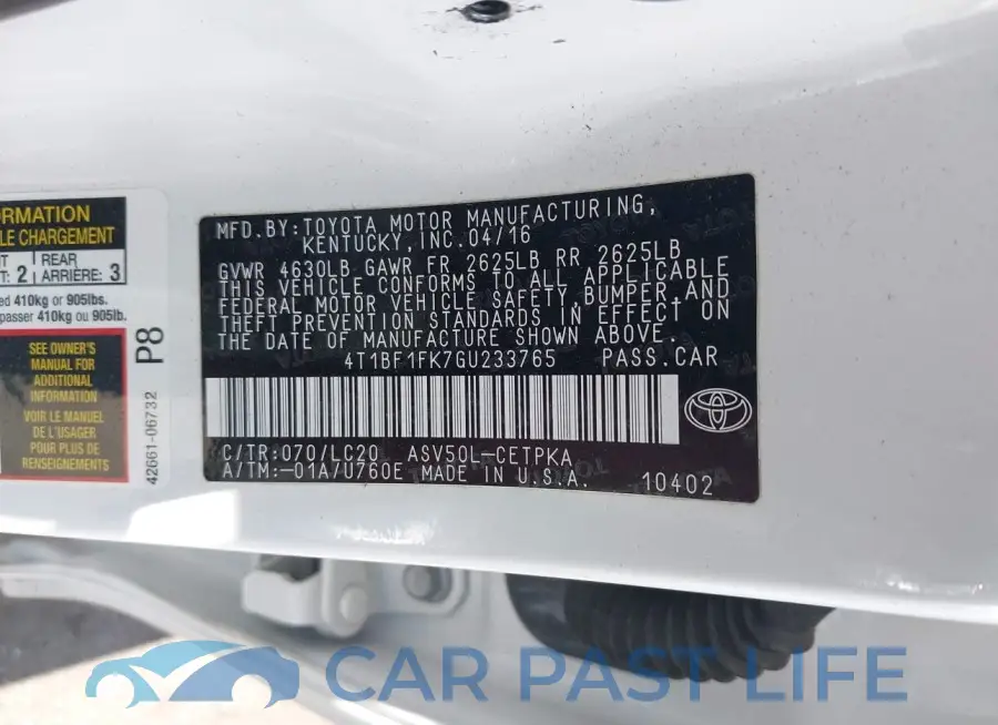 4T1BF1FK7GU233765# 9