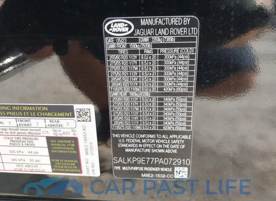 SALKP9E77PA072910# 9