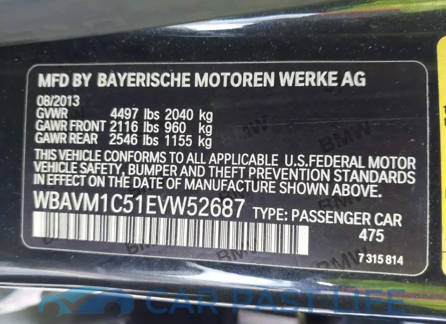 WBAVM1C51EVW52687# 9