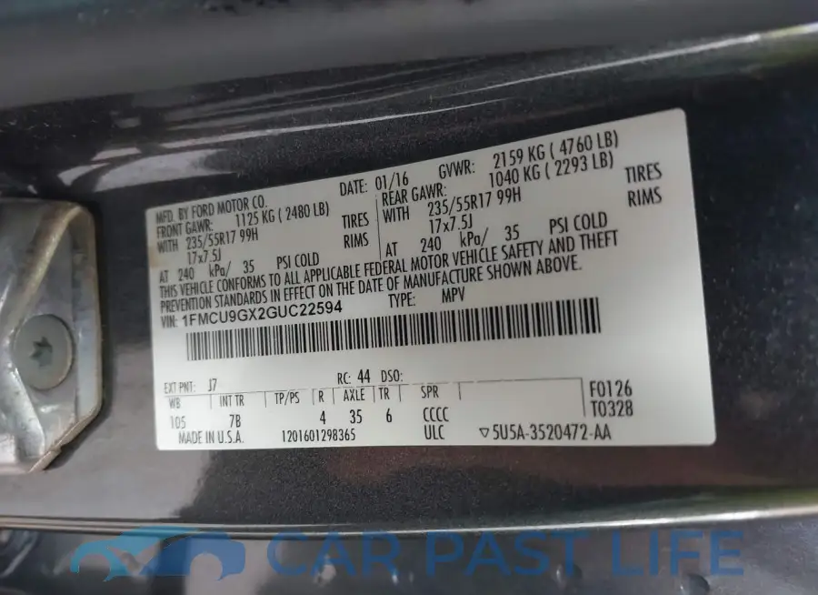 1FMCU9GX2GUC22594# 9