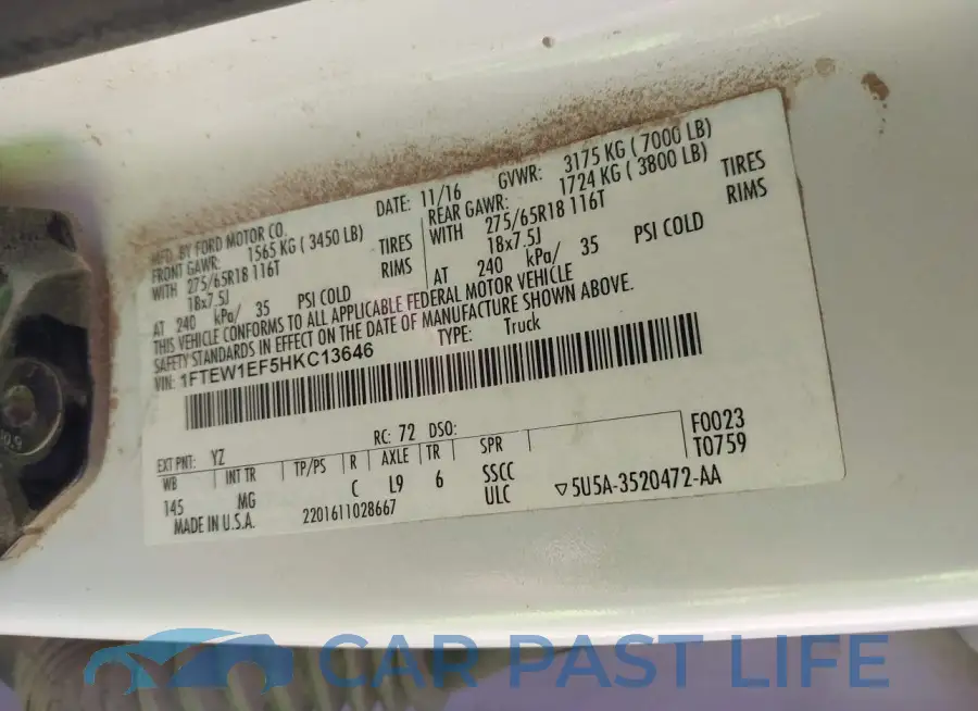 1FTEW1EF5HKC13646# 9
