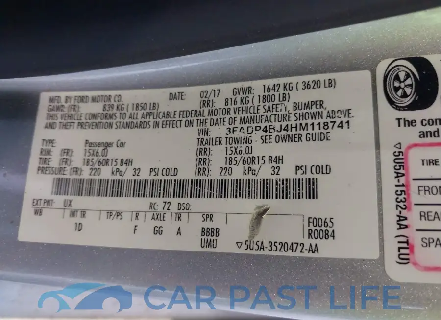 3FADP4BJ4HM118741# 9