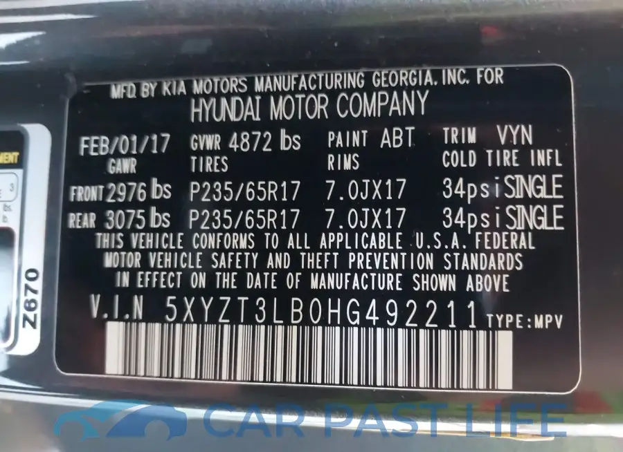 5XYZT3LB0HG492211# 9